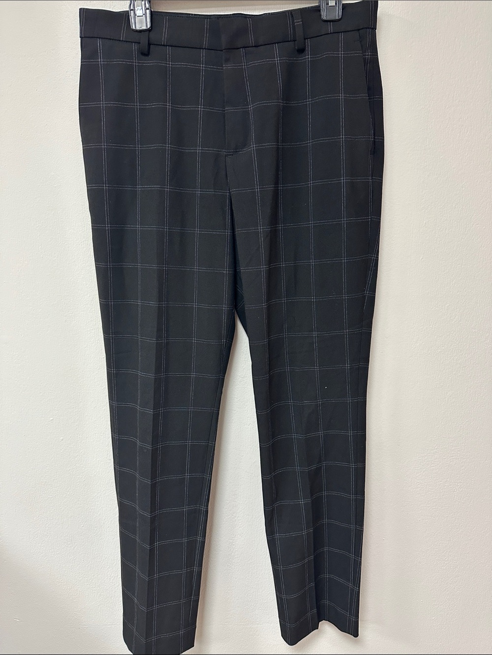 Black Windowpane Dress Pants - Classic Tailored Fit